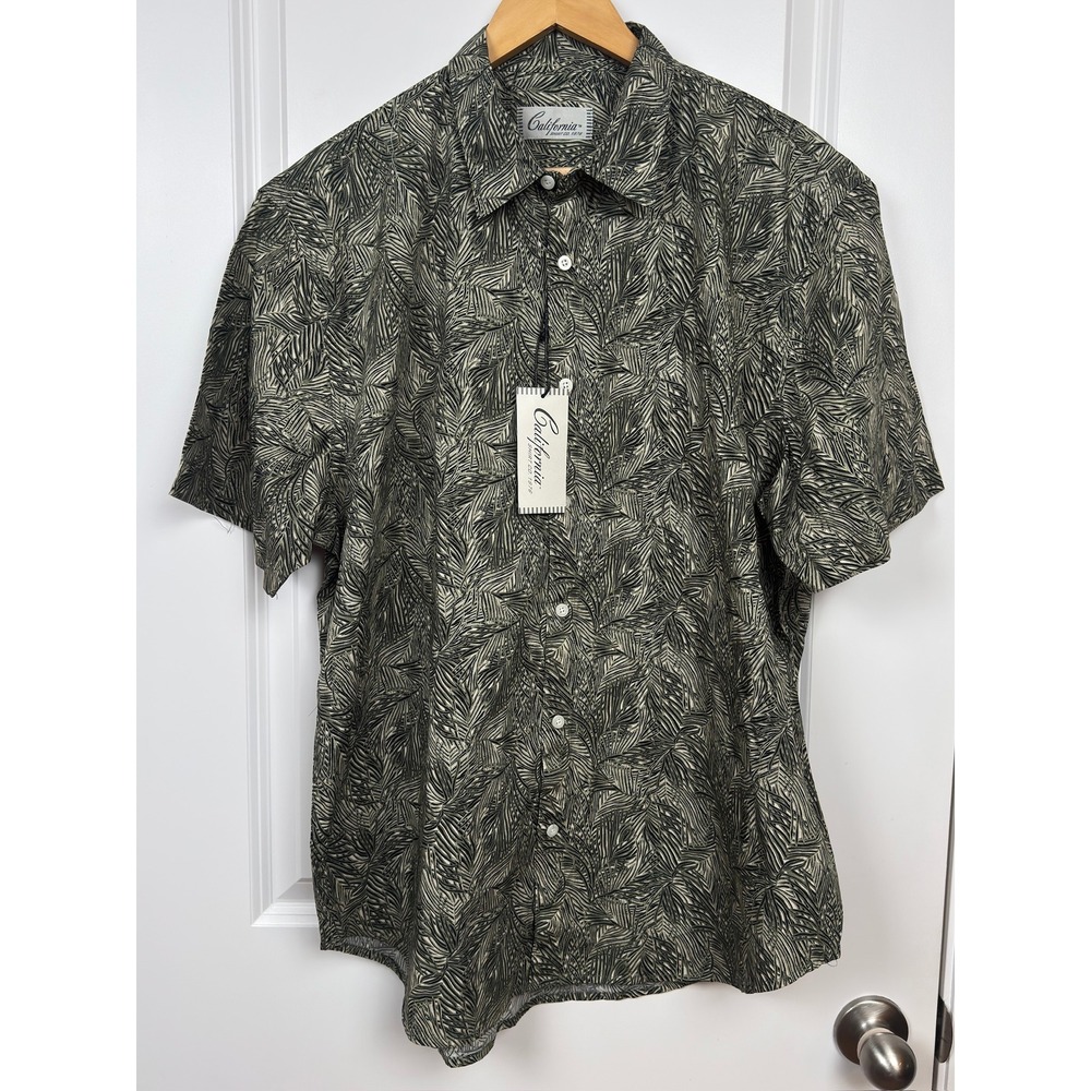 California Shirt Co. 1976 Yarn Die Button Down‎ Shirt Tropical Sage Green XL NWT